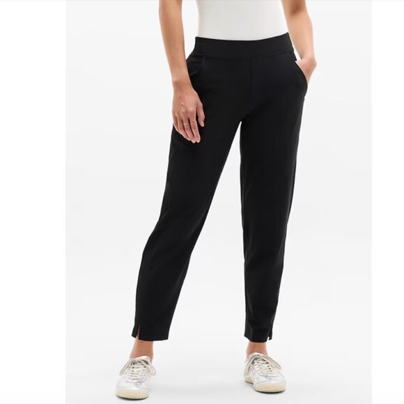 Athleta Ankle Pants 0 Black Brooklyn Mid Rise Stretch Work Travel Quick Dry NEW - Picture 1 of 9